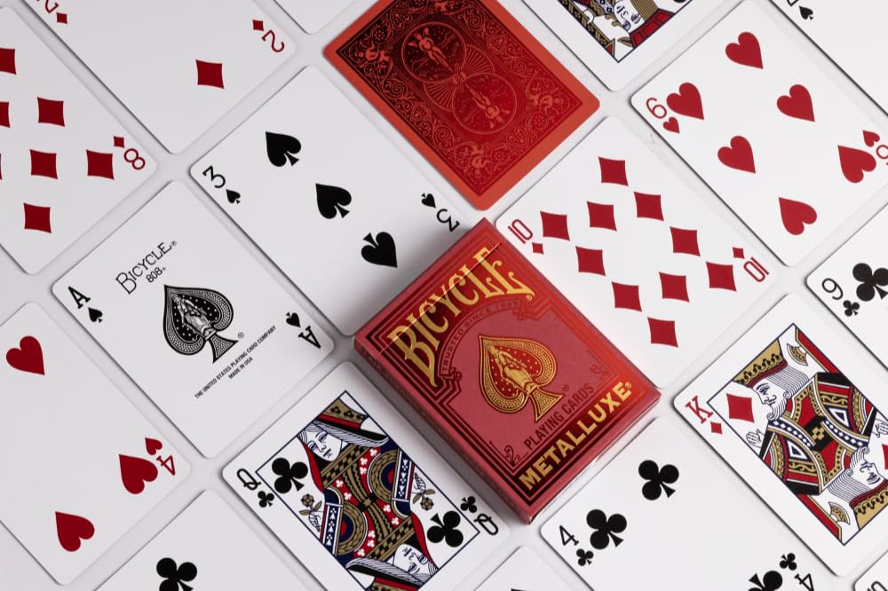 Bicycle Metalluxe Red Playing Cards – Premium Metal Foil Finish | Poker Size