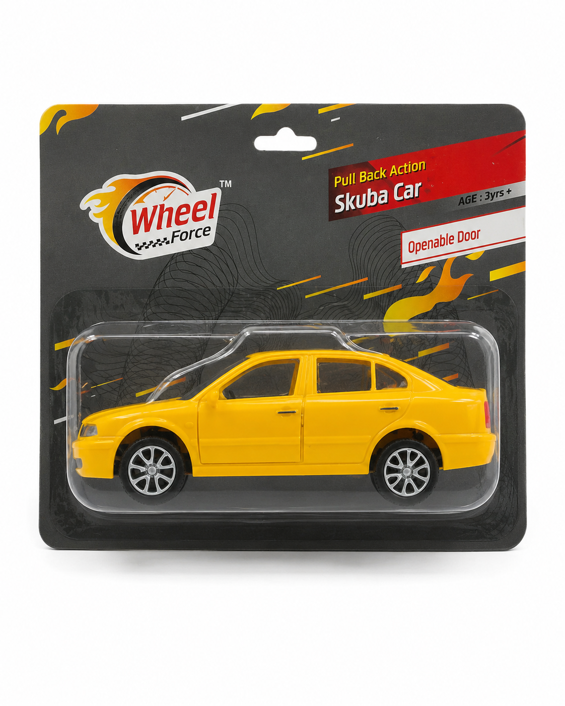 Centy Pull Back Action Skuba Car 16cm with Openable Doors – Die Cast Toy Car for Kids 3+ Years – Yellow