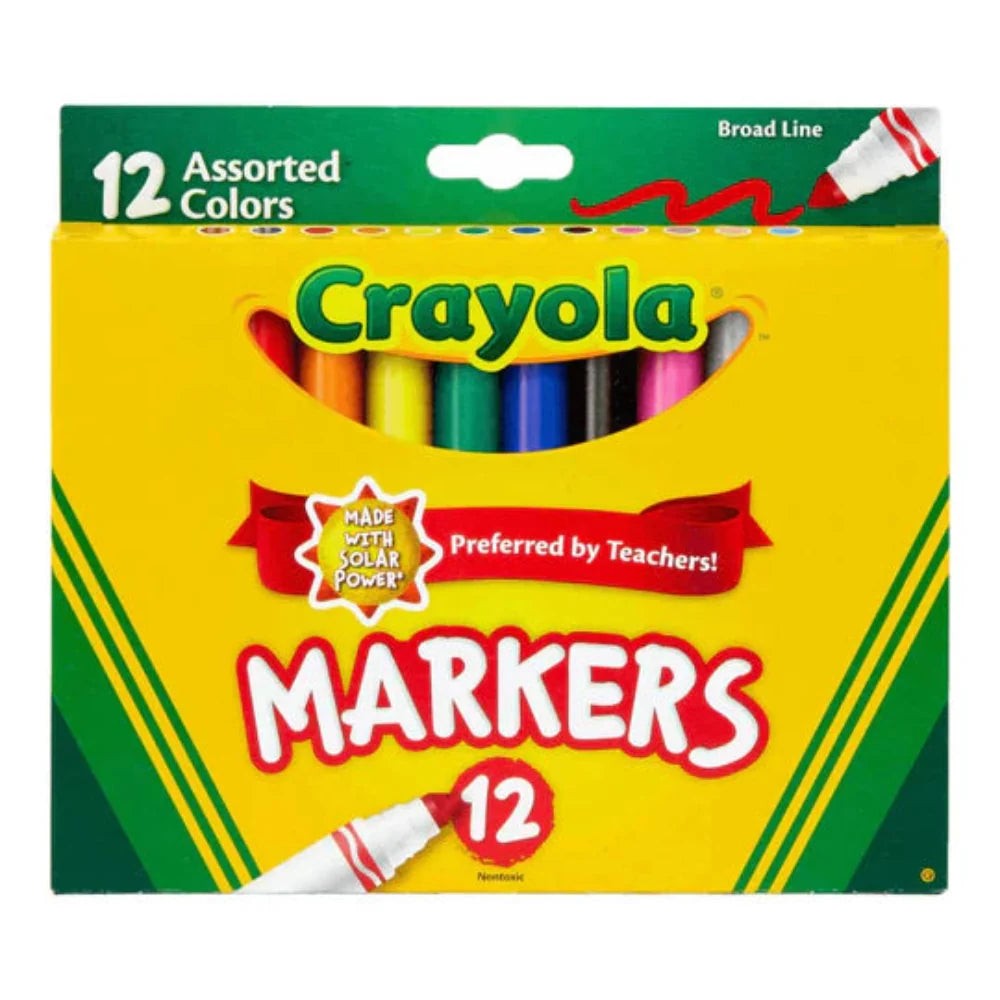 Crayola Broad Line Markers, Classic Colors, 12 Count – Vibrant Art Set For Kids