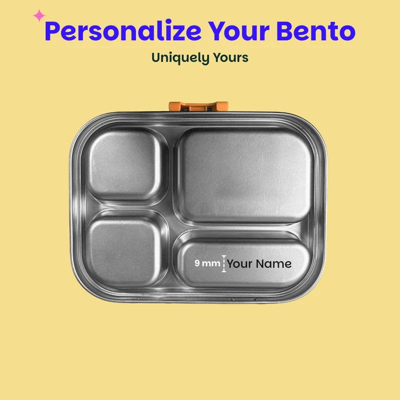 Bento Quad Coral Swirl - 4 Compartment Stainless Steel Lunchbox with Plastic Lid