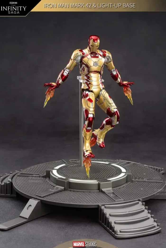 ZD Toys Marvel Studios The Infinity Saga Iron Man Mark 42 Light-Up Base Set 7 Inch| 1:10 Scale Action Figure
