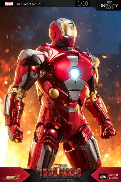 ZD Toys 1:10 Scale Iron Man Mark19 XIX (Tiger) Action Figure (6-7 Inch) | Marvel Studios Iron Man 3 Collectible with Premium Articulation