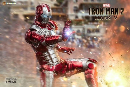 ZD Toys Marvel 1:10 Scale Iron Man Mark V – Hall of Armor Set (Set of 7) | Light-Up Action Figures