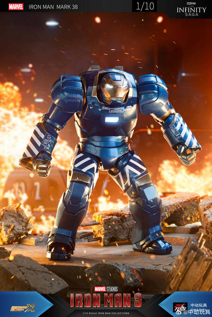 ZD Toys 1/10 Scale Iron Man Mark 38 (Igor) Action Figure with Interchangeable Hands Non Light-Up | Marvel Studios Iron Man 3 Collector Figure