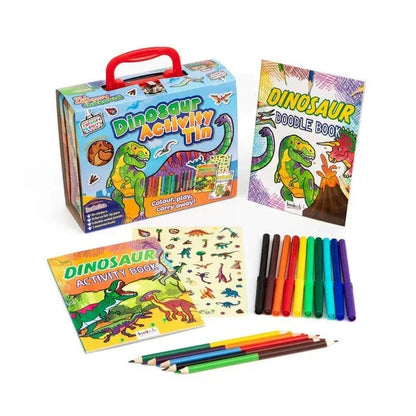Colour & Carry Dinosaur Activity Tin Colouring Kit - Jaiman Toys