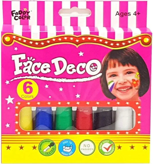 FADDY COLOR FACe Face Deco, 6-Color Set of Face Painting Sticks,face Colors - Jaiman Toys