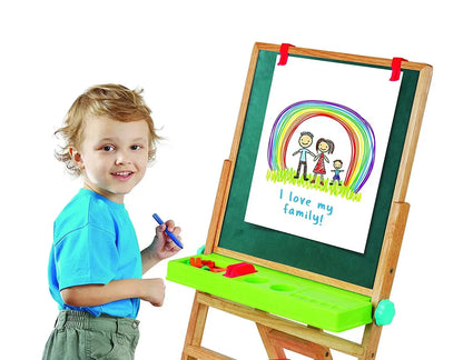 Giggles- My First Easel ,4 in 1 Double Sided Wooden Easel Board , Multicolour - Jaiman Toys