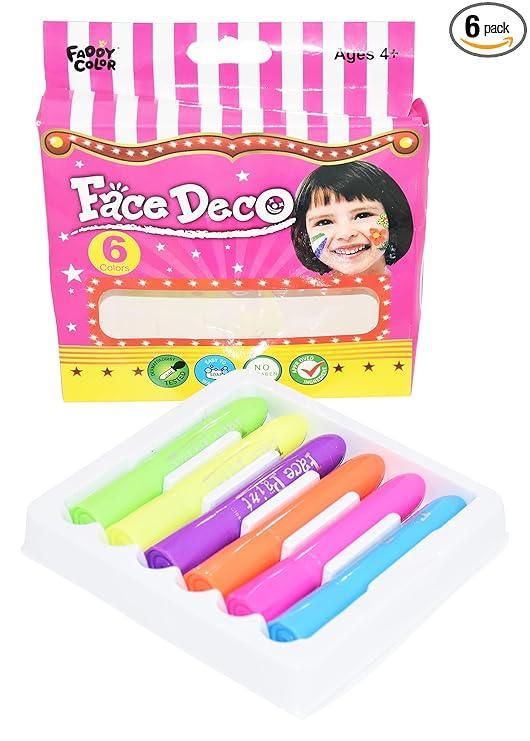 FADDY COLOR FACe Face Deco, 6-Color Set of Face Painting Sticks,face Colors - Jaiman Toys