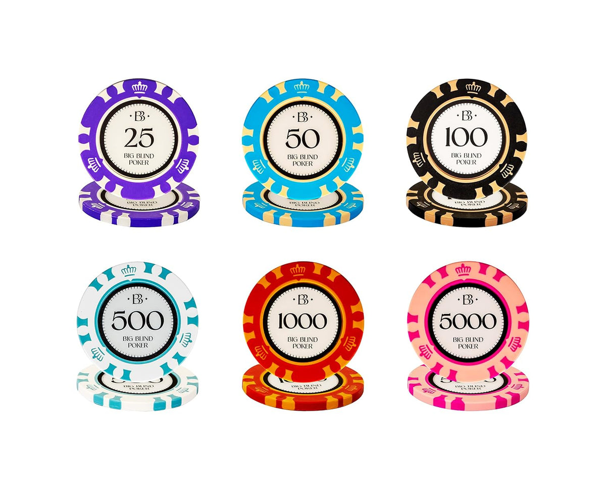 Big Blind 300-Piece Poker Chips Set for Adults with Poker Game Accessories
