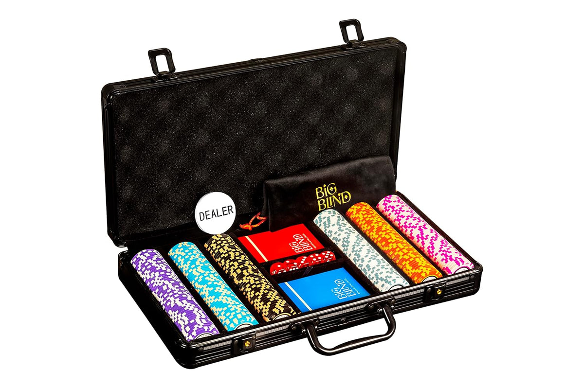 Big Blind 300-Piece Poker Chips Set for Adults with Poker Game Accessories