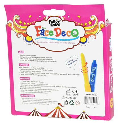 FADDY COLOR FACe Face Deco, 6-Color Set of Face Painting Sticks,face Colors - Jaiman Toys