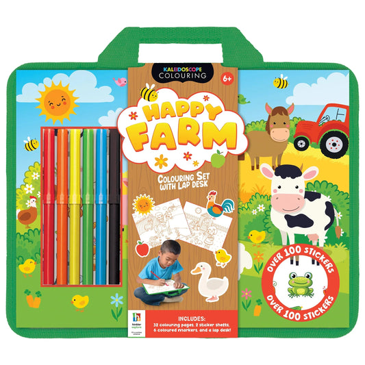 Kaleidoscope Colouring: Happy Farm Colouring Set with Lap-Desk - Jaiman Toys