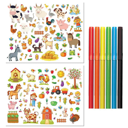 Kaleidoscope Colouring: Happy Farm Colouring Set with Lap-Desk - Jaiman Toys