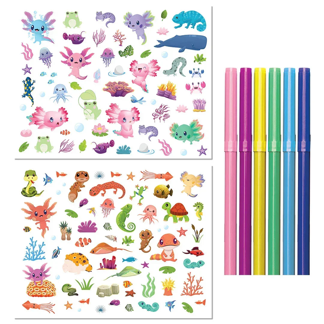 Kaleidoscope Colouring: Amazing Axolotls Colouring Set with Lap-Desk - Jaiman Toys