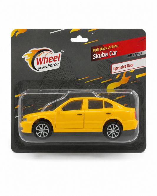 Centy Pull Back Action Skuba Car 16cm with Openable Doors – Die Cast Toy Car for Kids 3+ Years – Yellow