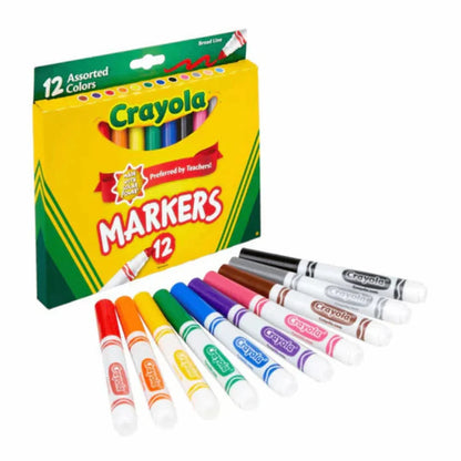 Crayola Broad Line Markers, Classic Colors, 12 Count – Vibrant Art Set For Kids