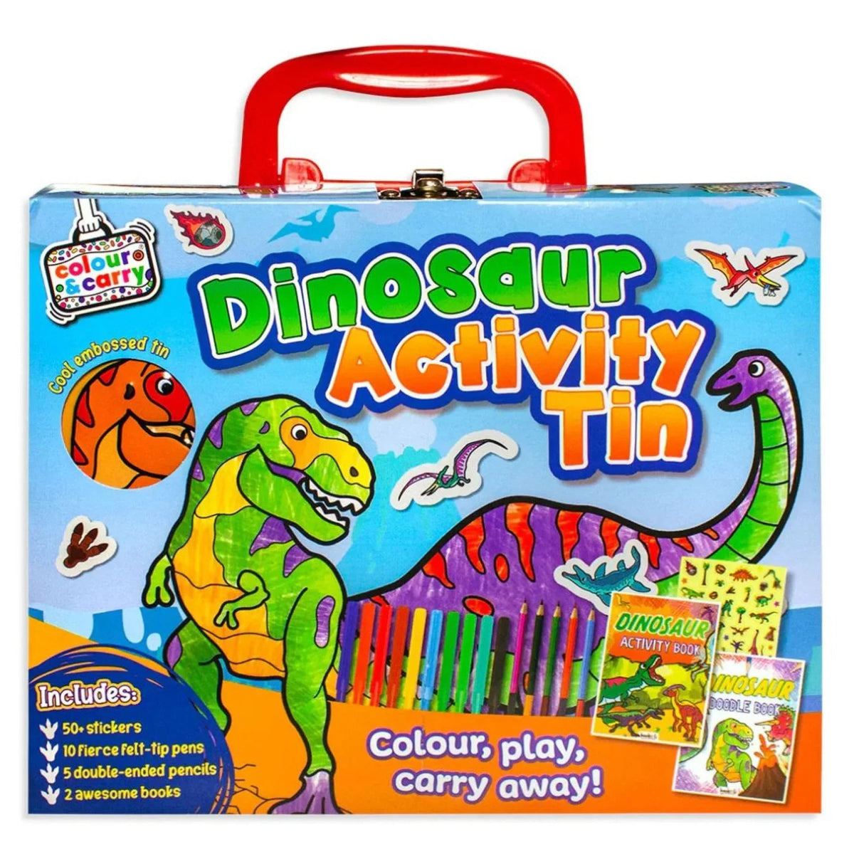 Colour & Carry Dinosaur Activity Tin Colouring Kit - Jaiman Toys