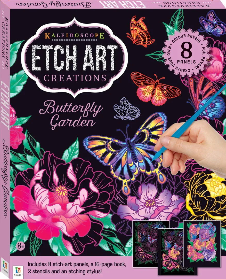 Kaleidoscope Etch Art Mini Kit: Butterfly Garden – Scratch, Reveal, and Let Nature Bloom! (By Hinkler) - Jaiman Toys
