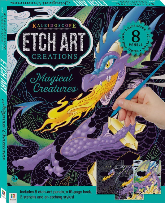 Kaleidoscope Etch Art Mini Kit: Magical Creatures – Scratch, Reveal, and Create! (By Hinkler) - Jaiman Toys