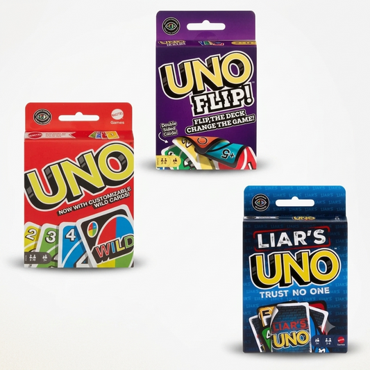 Uno Classic, Uno Liar’s & Uno Flip Side Card Game Combo