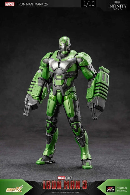 ZD Toys 1:10 Scale Iron Man Mark XXVI (Gamma) Action Figure | Marvel Studios Iron Man 3 Heavy Construction Armor | 7Inch Collectible