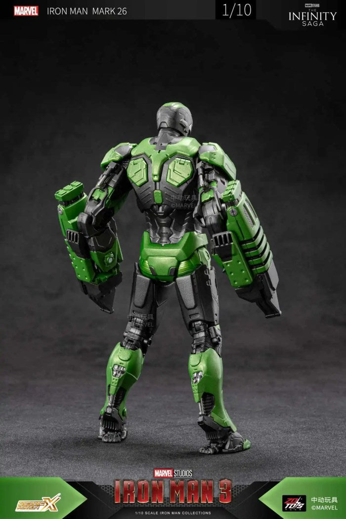 ZD Toys 1:10 Scale Iron Man Mark XXVI (Gamma) Action Figure | Marvel Studios Iron Man 3 Heavy Construction Armor | 7Inch Collectible
