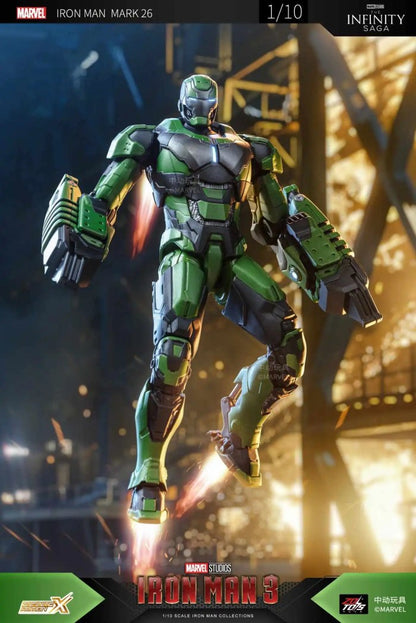 ZD Toys 1:10 Scale Iron Man Mark XXVI (Gamma) Action Figure | Marvel Studios Iron Man 3 Heavy Construction Armor | 7Inch Collectible