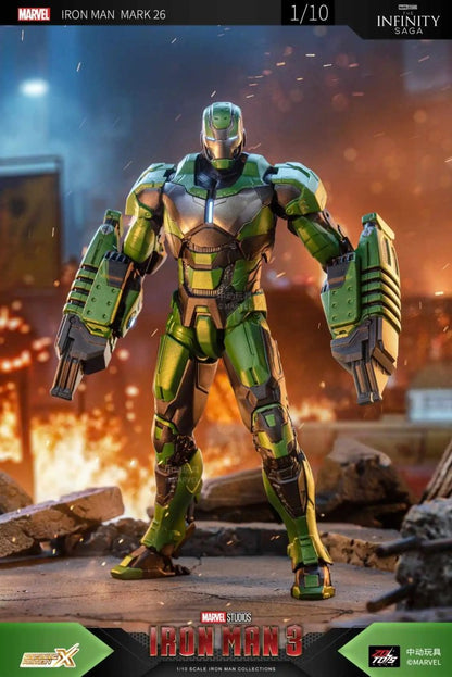 ZD Toys 1:10 Scale Iron Man Mark XXVI (Gamma) Action Figure | Marvel Studios Iron Man 3 Heavy Construction Armor | 7Inch Collectible