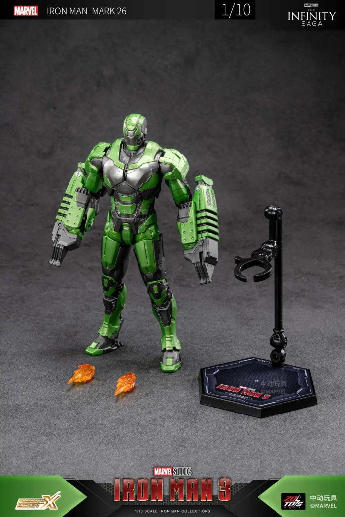 ZD Toys 1:10 Scale Iron Man Mark XXVI (Gamma) Action Figure | Marvel Studios Iron Man 3 Heavy Construction Armor | 7Inch Collectible