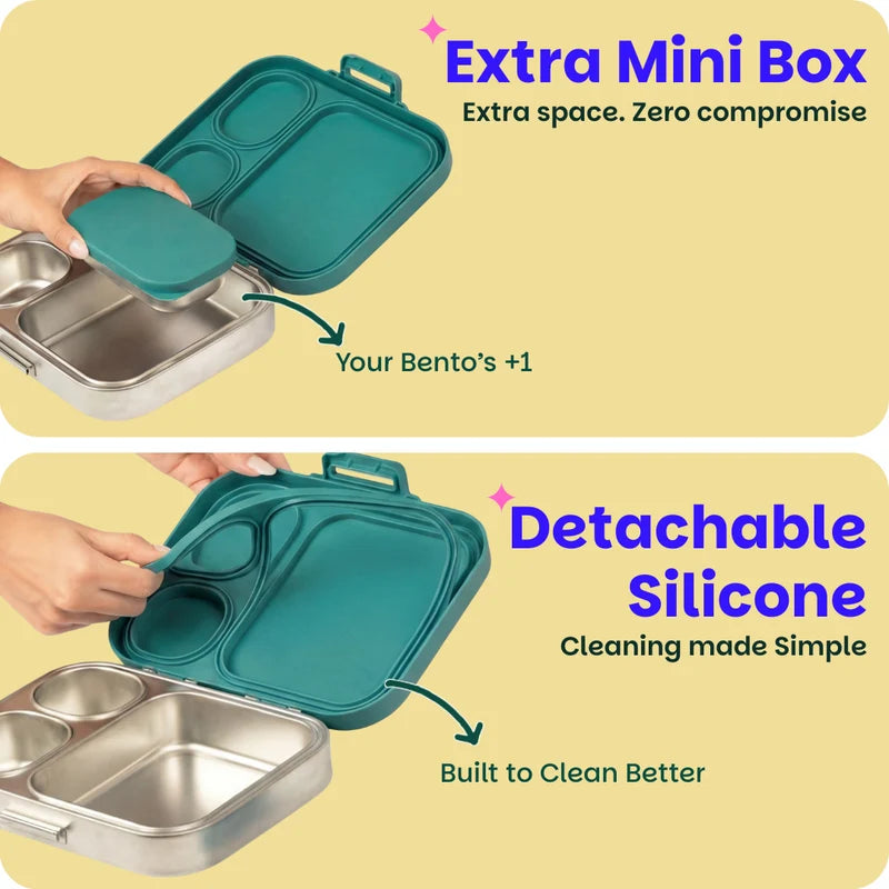 Bento Quad+ Bengal Bagh - 3+1 Compartment Stainless Steel Lunchbox with Mini Box