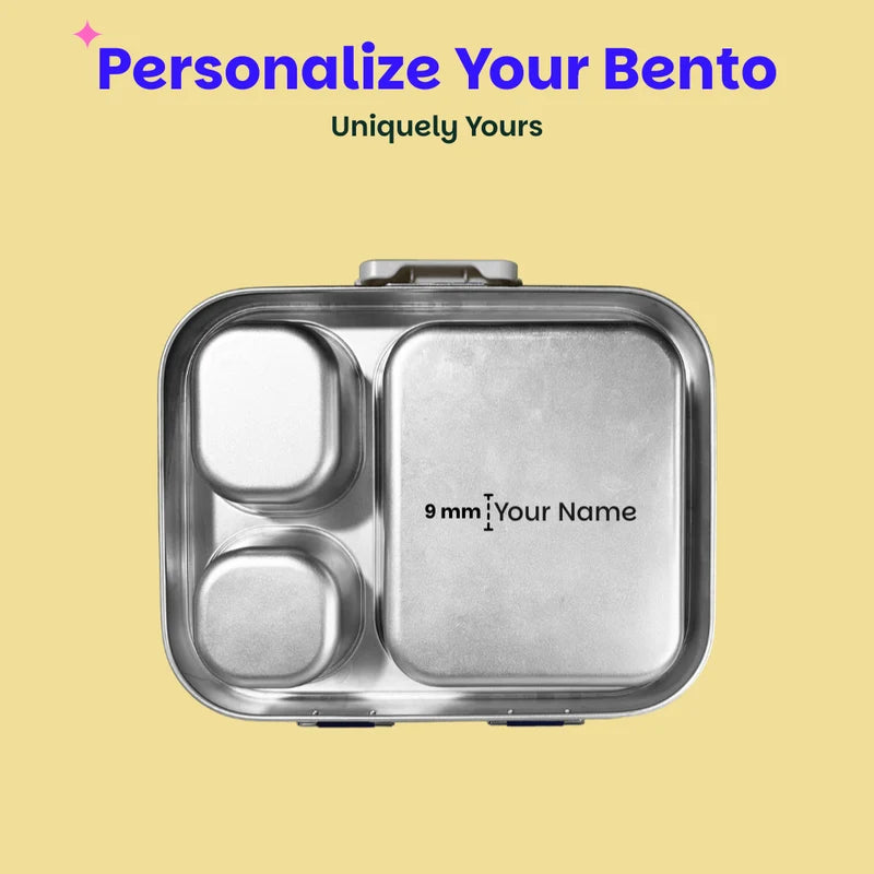 Bento Quad+ Classic Black - 3+1 Compartment Stainless Steel Lunchbox with Mini Box