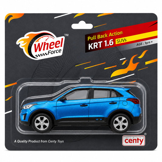 Centy Wheel Force KRT 1.6 Pull Back Action SUV Die-Cast Toy Car for Kids | Friction Powered Mini SUV | Assorted Colours | BGX
