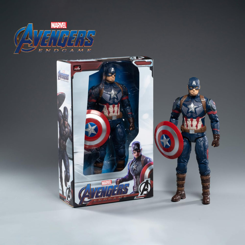 ZD Toys Marvel Avengers Endgame Captain America 14 Inch Action Figure with Shield | Collectible Superhero Toy for Kids & Collectors
