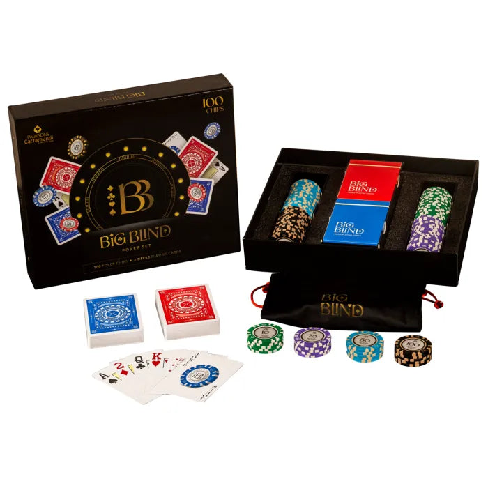 Big Blind 100-Piece Poker Chip Set with Playing Cards & Poker Accessories