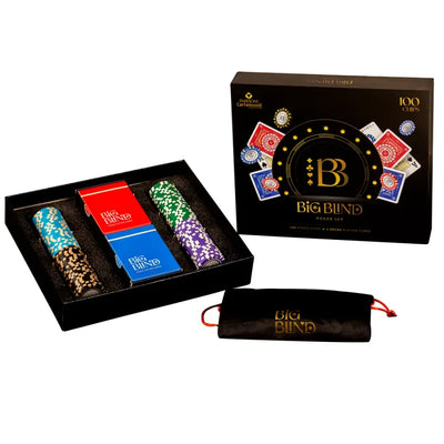 Big Blind 100-Piece Poker Chip Set with Playing Cards & Poker Accessories
