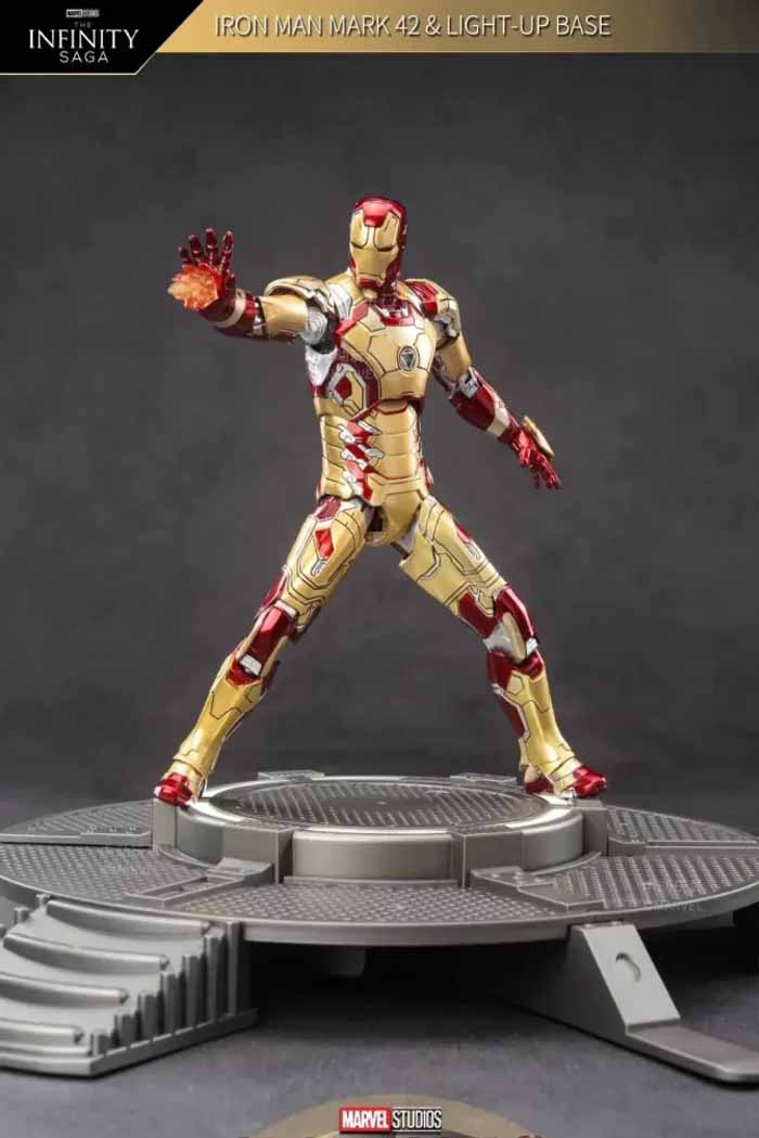 ZD Toys Marvel Studios The Infinity Saga Iron Man Mark 42 Light-Up Base Set 7 Inch| 1:10 Scale Action Figure