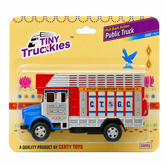 Centy Toys Tiny Truckies Public Truck Pull Back Action Red | Opening Rear Tailgate | Plastic Toy Goods Carrier Truck | 3+ Years