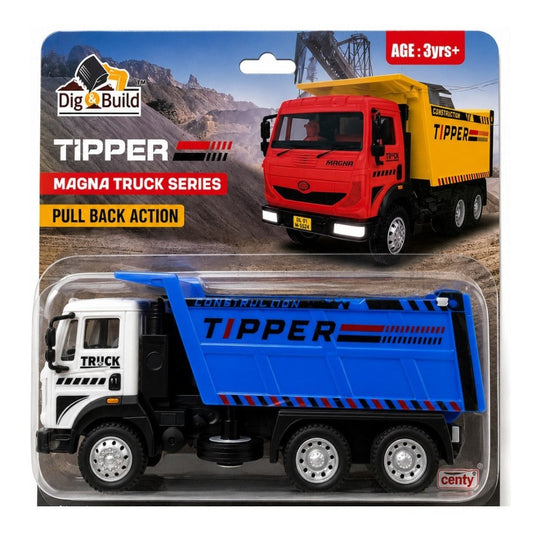 Centy Dig & Build Magna Truck Series Tipper Truck Pull Back Action Toy Blue & White | Construction Dump Truck for Kids Age 3+ | BGX