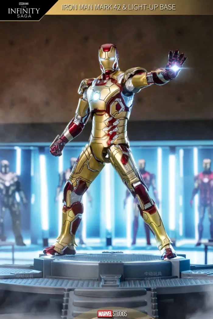 ZD Toys Marvel Studios The Infinity Saga Iron Man Mark 42 Light-Up Base Set 7 Inch| 1:10 Scale Action Figure