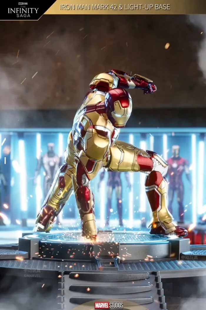 ZD Toys Marvel Studios The Infinity Saga Iron Man Mark 42 Light-Up Base Set 7 Inch| 1:10 Scale Action Figure
